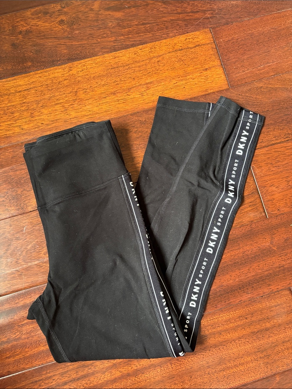 DKNY Black Leggings with White Logo Side Tape
